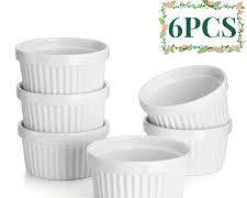 juego de 6 moldes ramequines de porcelana o cerámica estriada