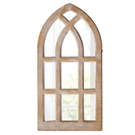 espejo decorativo rústico con forma de ventana de catedral o arco gótico ( ARTICULO VIENE COMO SE MUESTRA EN LA IMAGEN 2 Y 3