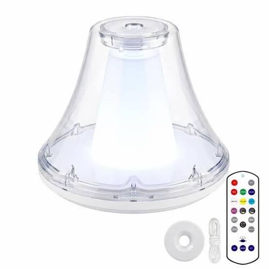 ( PRODUCTO VIENE COMO SE MUESTRA EN LA SEGUNDA IMAGEN  )Fuente para Piscina 2026 con Control Remoto | Recargable Flotante con 10 Espectáculos de Luz | Bomba con Anclaje | 3 Modos de Rociado | Para Piscinas | Blanca