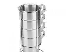 juego de 6 tazas de café apilables de acero inoxidable con soporte de metal ( ARTICULO VIENE COMO SE MUESTRA EN LA SEGUNDA IMAGEN )