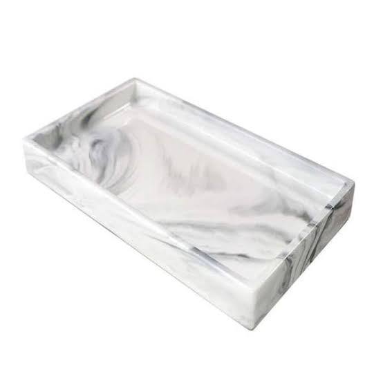 bandeja de tocador rectangular con efecto de mármol