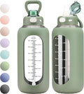 botella de agua de vidrio de gran capacidad con funda de silicona de 1.8L