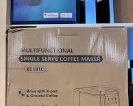 Cafetera individual Horavie para cápsulas K-Cup y café molido, cafetera para café caliente y helado, botón de intensidad alta, tamaños de preparación de 177 a 414 ml, depósito extraíble de 1,4 litros, compatible con tazas de 16,5 cm, acero inoxidable