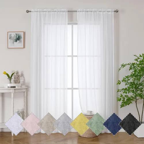 juego de cortinas traslúcidas blancas  ( CONTIEN DOS PIEZAS ) CORTINA ES COMO VIENE EN LA SEGUNDA IMAGEN
