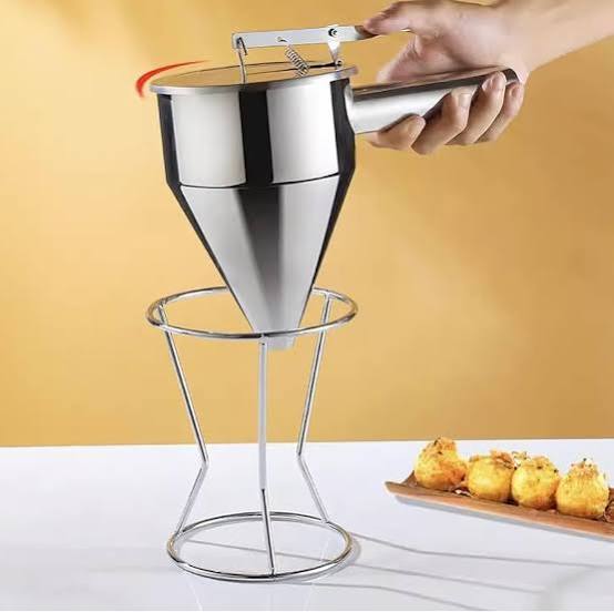 NO TRAE MANGO PARA AGARRAR.  embudo dosificador (dispensador de masa de pistón) de acero inoxidable