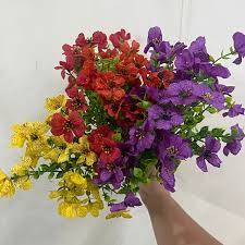 manojos de flores artificiales para exterior (Artificial Outdoor Floral Bundles) articulo contiene 18 piezas articulo viene como se muestra en la segunda imagen