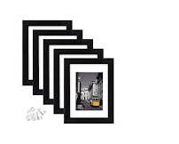Marco para fotos negro con paspartú (el recuadro de cartulina blanca que rodea el espacio de la fotografía para darle profundidad y un estilo de galería de arte) CONTIENE 5 UNIDADES