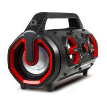 USADO (PUERTO USB ROTO Y TAPA DE CONTROL GOLPEADA) parlante Bluetooth portátil tipo boombox/bazuca de la marca TENMIYA