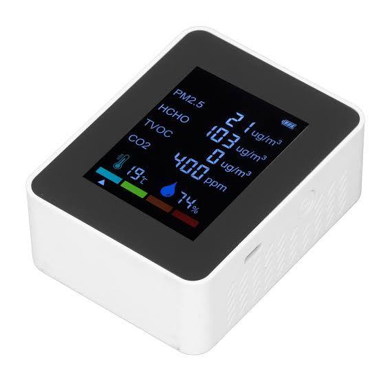 Monitor de Calidad del Aire Interior 10 en 1 | Detector Portatil de CO2, CO, TVOC, HCHO, Temperatura, AQI y PM | para Hogar, Auto y Mascotas