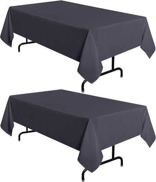 sancua Paquete de 2  manteles negros de 60 x 102 pulgadas, rectangulares de 6 pies - Resistente a manchas y arrugas, lavable, de poliéster, para mesas de comedor, buffets y camping #7204
