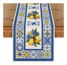 camino de mesa (o paño de cocina decorativo) de estilo mediterráneo / mayólica italiana, articulo viene como se muestra en la imagen 2