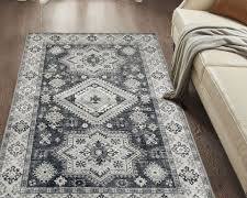 alfombra de área lavable con diseño oriental o vintage desgastado