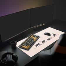 tapete de escritorio grande / mouse pad XL extendido con patrón de gatitos