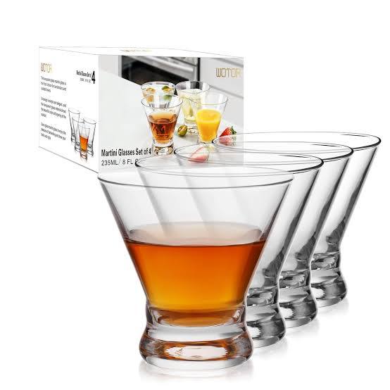 copas de martini sin tallo (Stemless Martini Glasses) de la marca OUWO Paquete de 6.