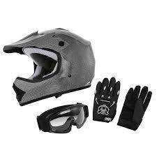 casco integral para motocross / enduro con acabado gráfico de fibra de carbono (gris y negro), el cual incluye sus respectivas gafas (goggles) de protección integradas. ( ARTICULO VIENE COMO SE MUESTRA EN LA IMAGEN 1-2