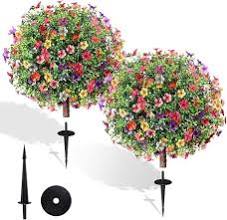 set de 2 estacas decorativas de esferas florales artificiales