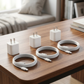 Set de 3 cargadores de pared y 3 cables blancos para carga y sincronización de datos