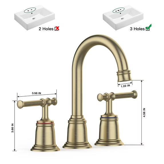Grifos de Baño Clásicos para Fregadero de 3 Agujeros, Grifo de Baño de 8 Pulgadas, Grifo de Baño de Níquel Cepillado Extendido con Desage Emergente y Manguera sin Taza (Níquel Cepillado)