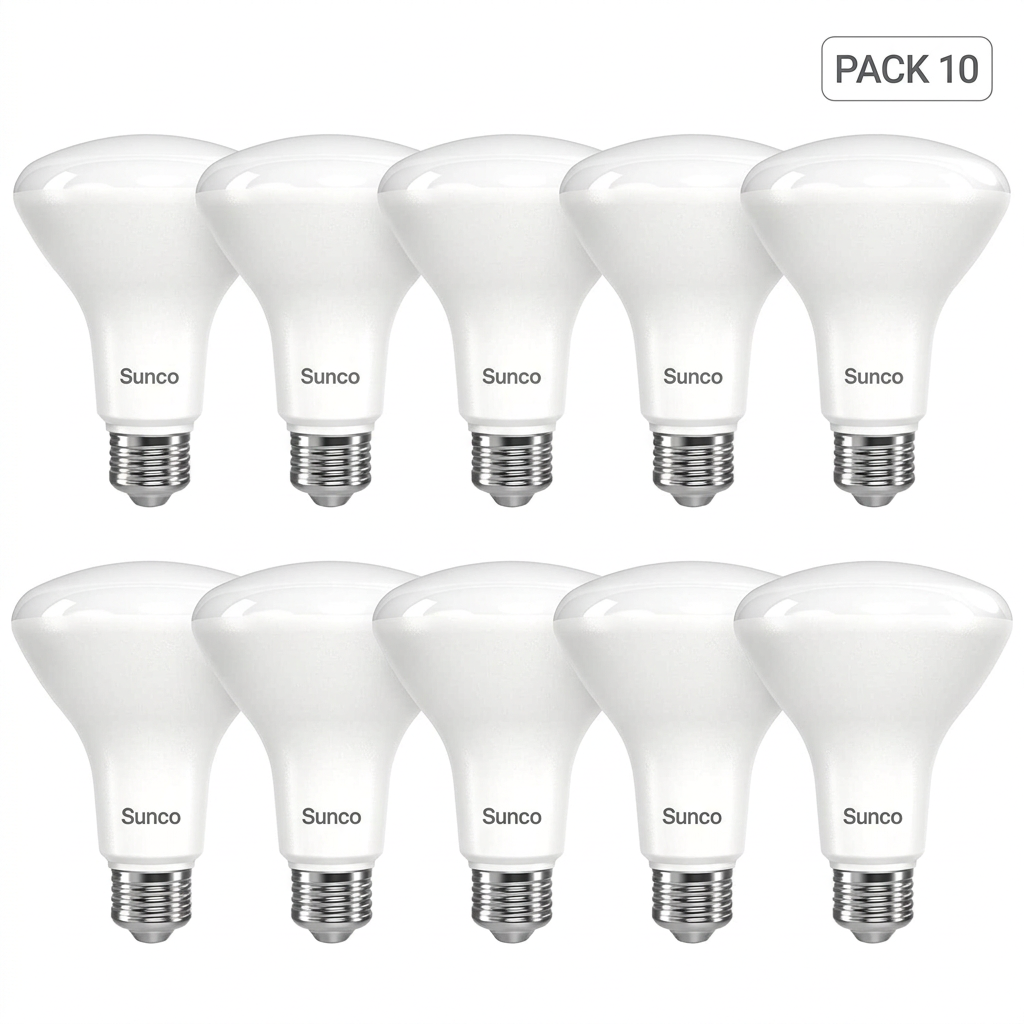 Sunco - Paquete de 10 bombillas LED BR30, alto rendimiento de 1200 lúmenes, luces de inundación para interiores, equivalente a 11 W, 65 W, 2700 K
