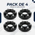 Set de 4 espaciadores para aros con 5 espárragos y tuercas, color negro