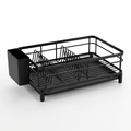 Escurridor de Platos Negro con Bandeja de Drenaje y Portacubiertos para Organizar tu Cocina