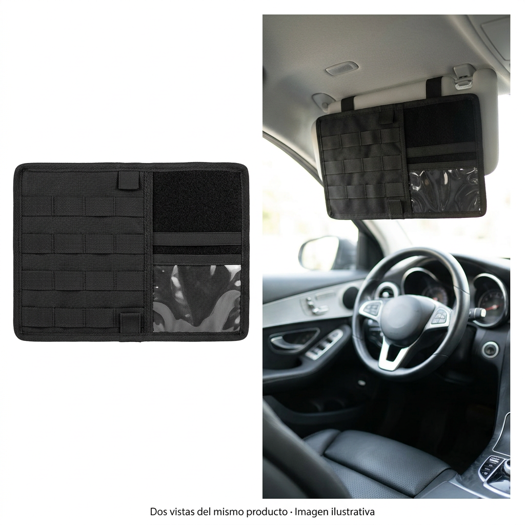 Organizador táctico MOLLE grande para parasol de carro, negro