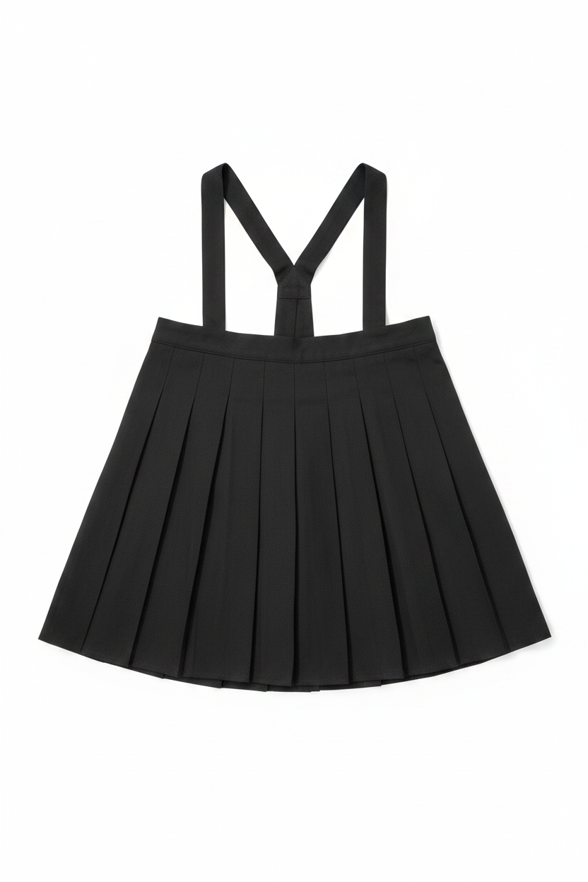 Falda Plisada con Tirantes Negra — Talla L