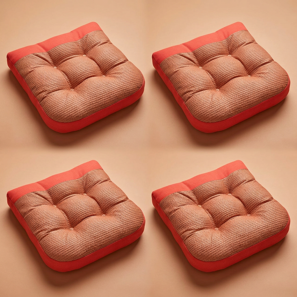 Pack de 4 cojines acolchados para silla en tono coral