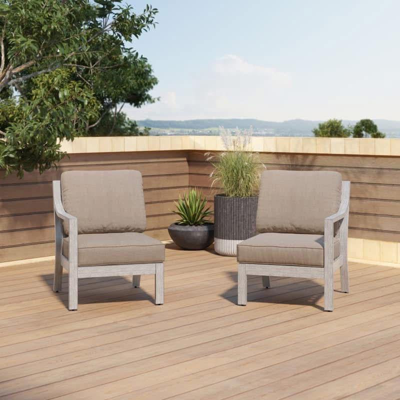 Conjunto de 2 Sillones Lounge para Exterior Driftwood con Cojines Color Taupe