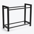 Mesa rectangular negra con cuatro barras horizontales