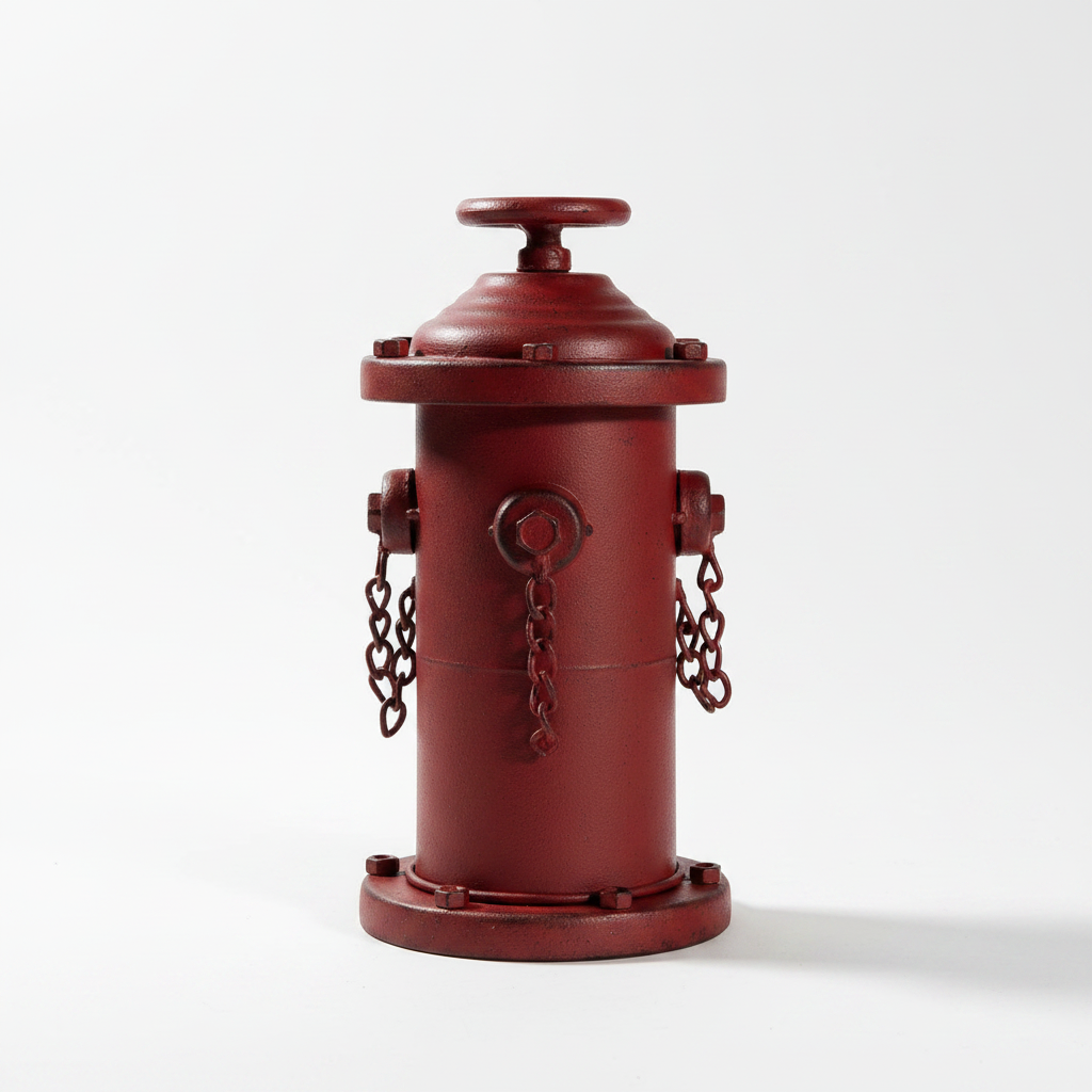 Adorno Decorativo de Hidrante Vintage en Metal Rojo con Cadenas – Decoración Retro para Hogar