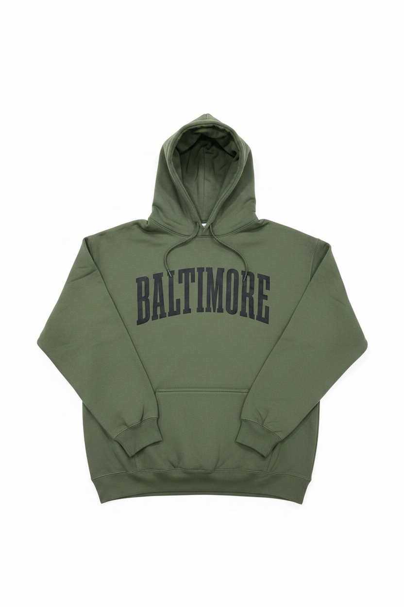 Hoodie Baltimore - Flat Lay Fondo Blanco