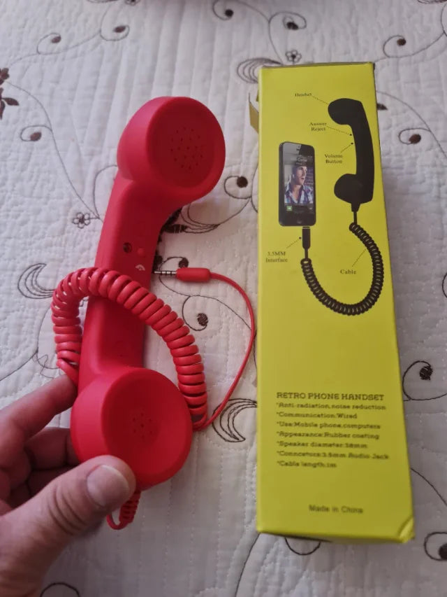 auricular retro clásico para teléfono celular con puertos lightning y C.