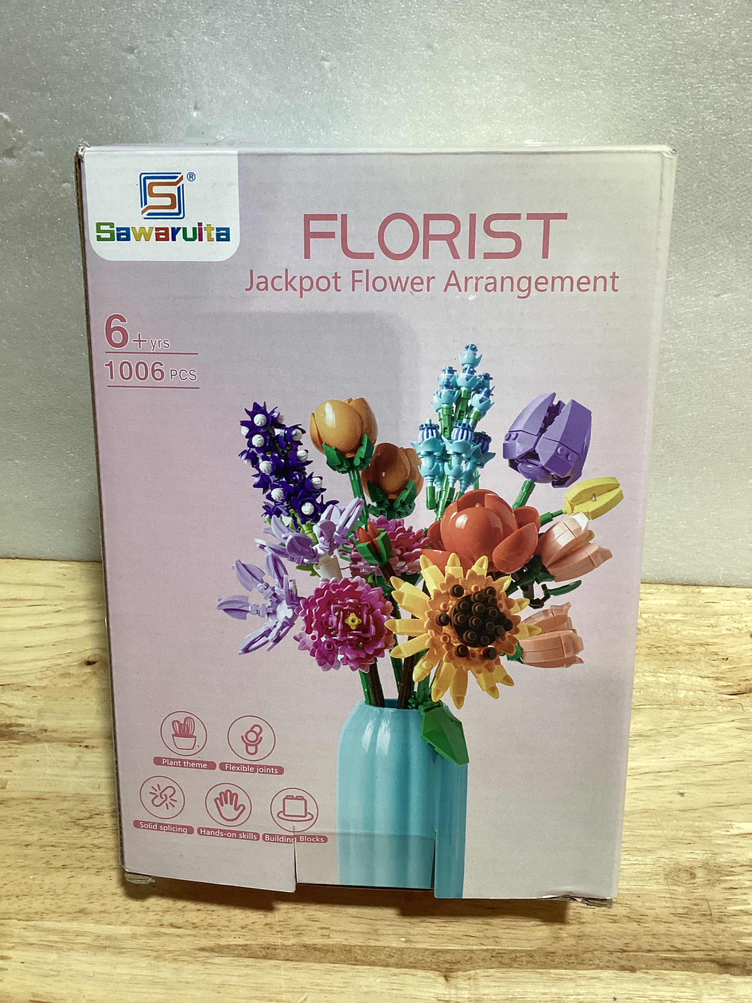 Sawaruita - Juego de bloques de construcción para mujeres adultas | 1006 Pcs Wildflowers with Vase Home Decor Gift, Mother’s Day, Valentine’s Day, Birthday Gift