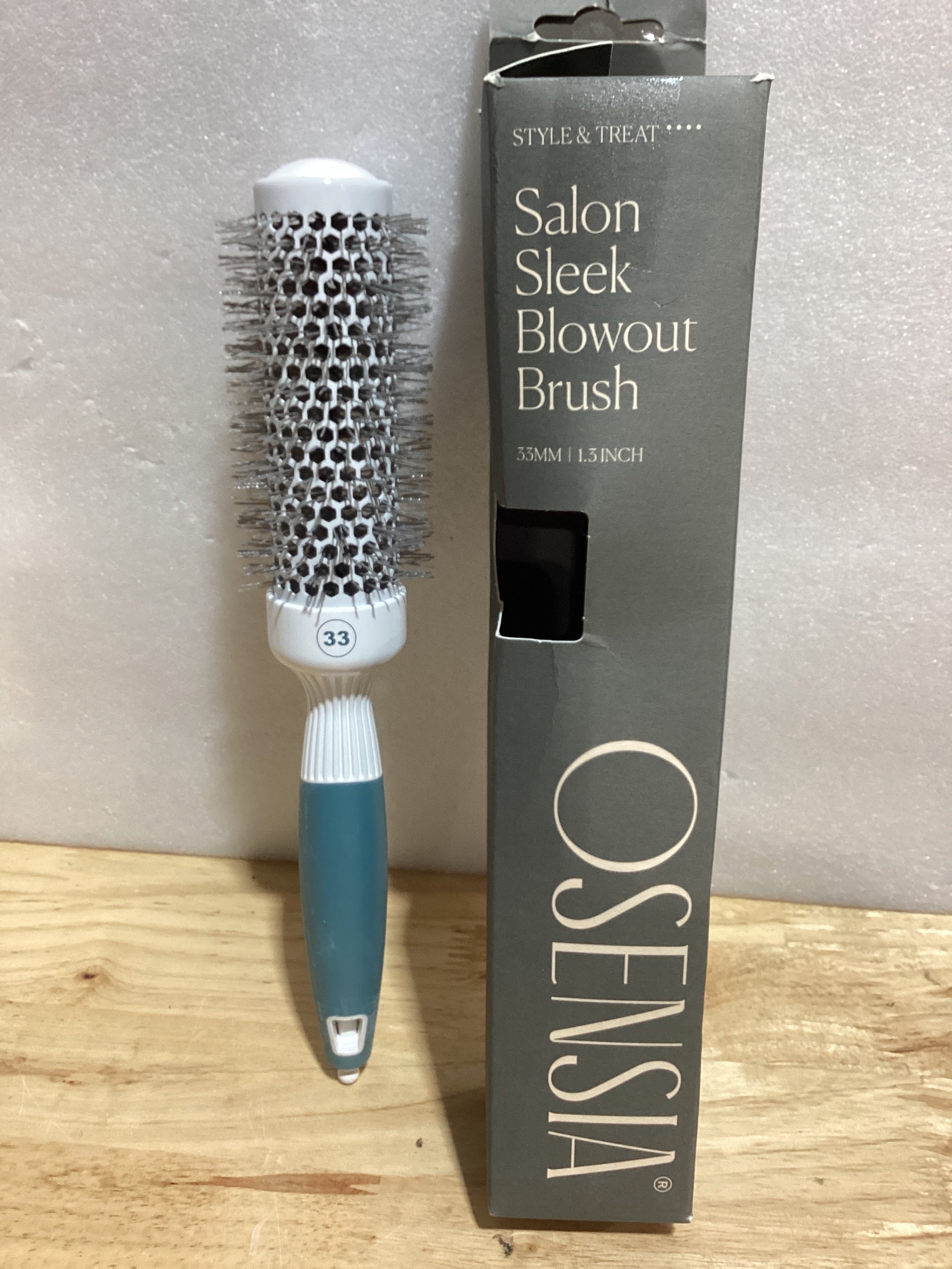 Cepillo de peluquería profesional - Cepillo iónico pequeño de cerámica de 33 mm de diámetro - Cepillo alisador Osensia ultraligero, térmico y antiestático