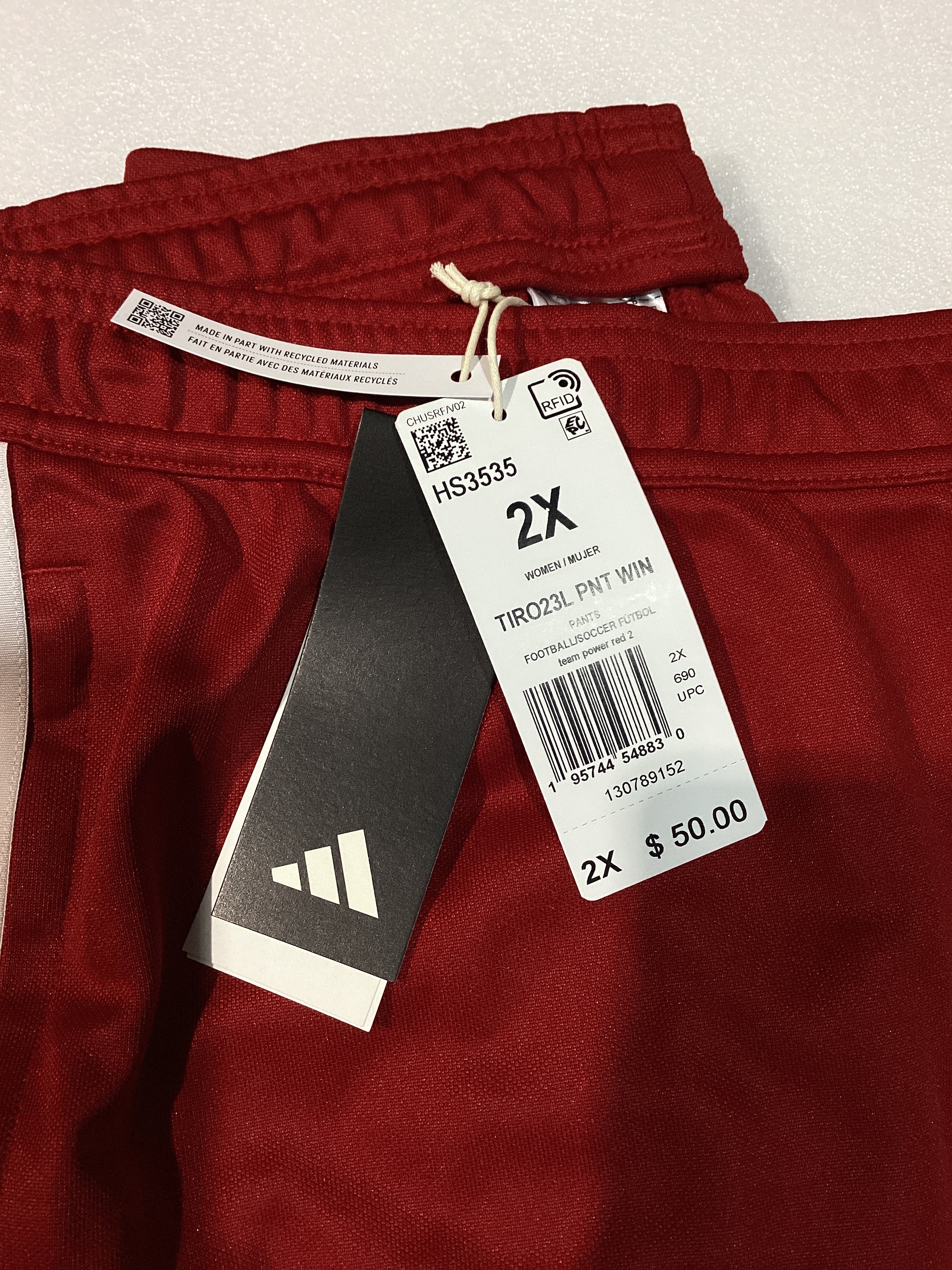 adidas Tiro 23 – Pantalones de Liga para Mujer Talla 2X Color Rojo/Blanco
