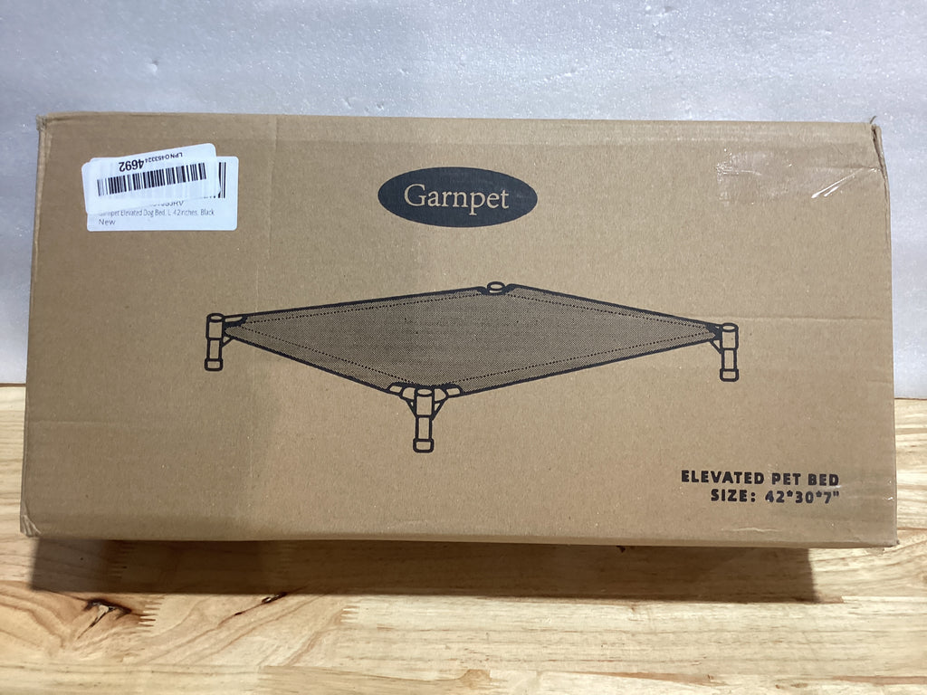 Cama Elevada para Perros Grandes Garnpet — Hasta 120 lbs, Malla Teslin Lavable, Uso Interior y Exterior, Negro