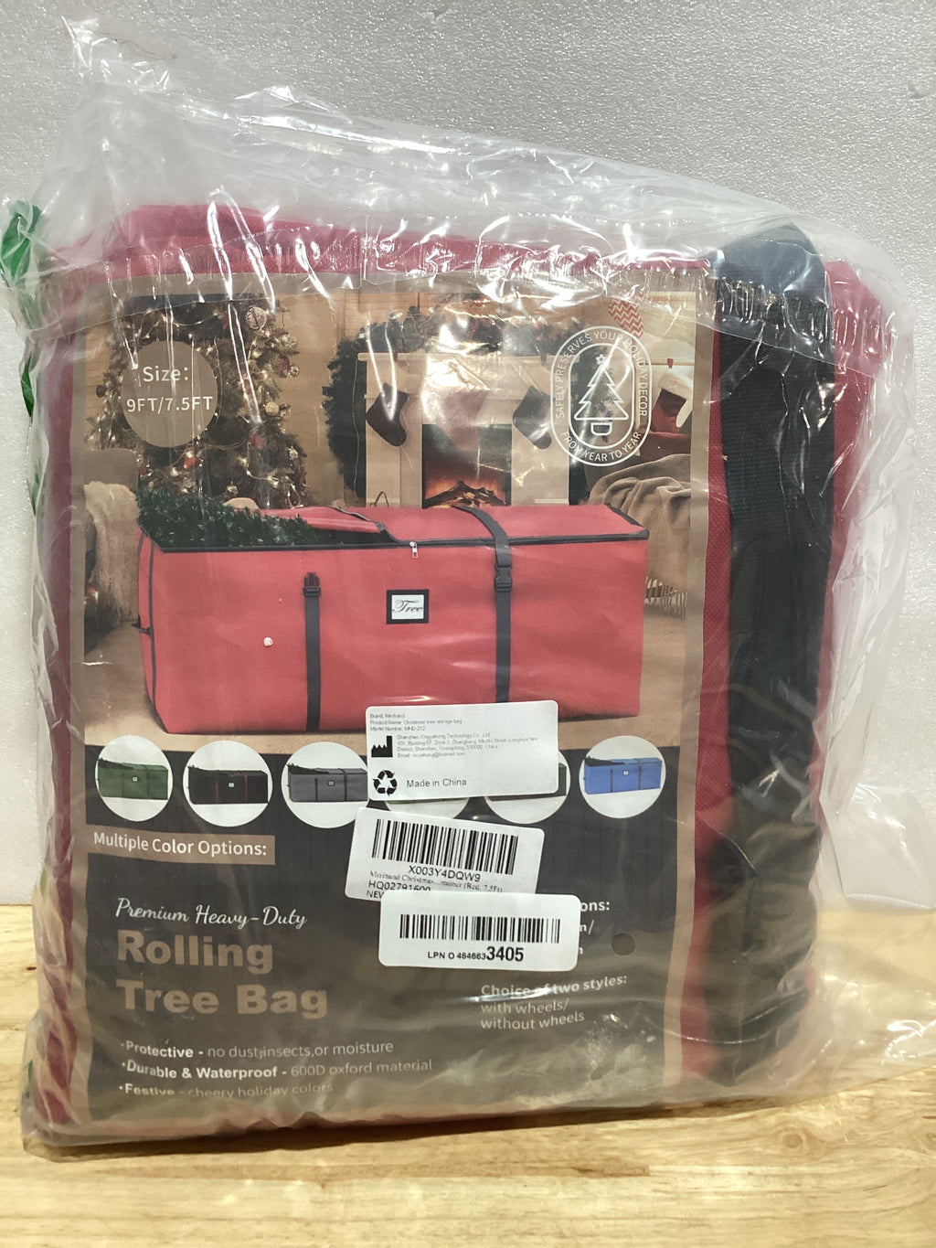 Bolsa de almacenamiento para árbol de Navidad de 7.5 pies, se adapta a árboles de Navidad artificiales de hasta 7.5 pies, con doble cremallera y correas de hebilla, asas para fácil transporte