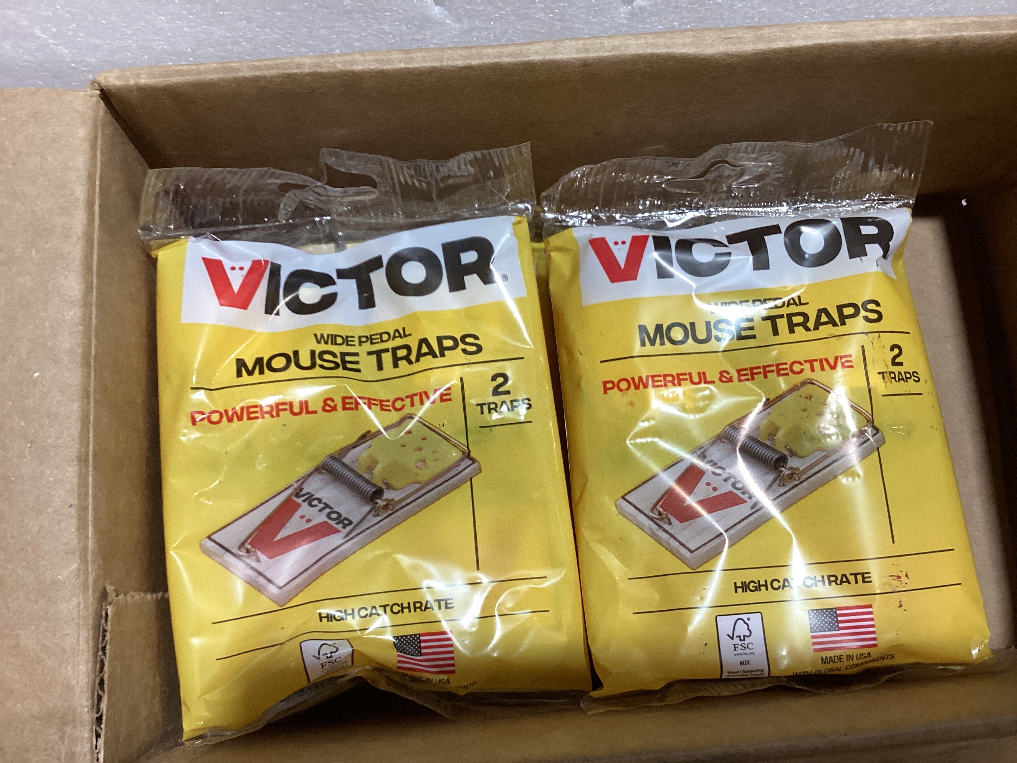 Trampas para ratones Victor M150-12, pedal de metal, madera FSC de origen sostenible, trampas para ratones de madera - Paquete de 12