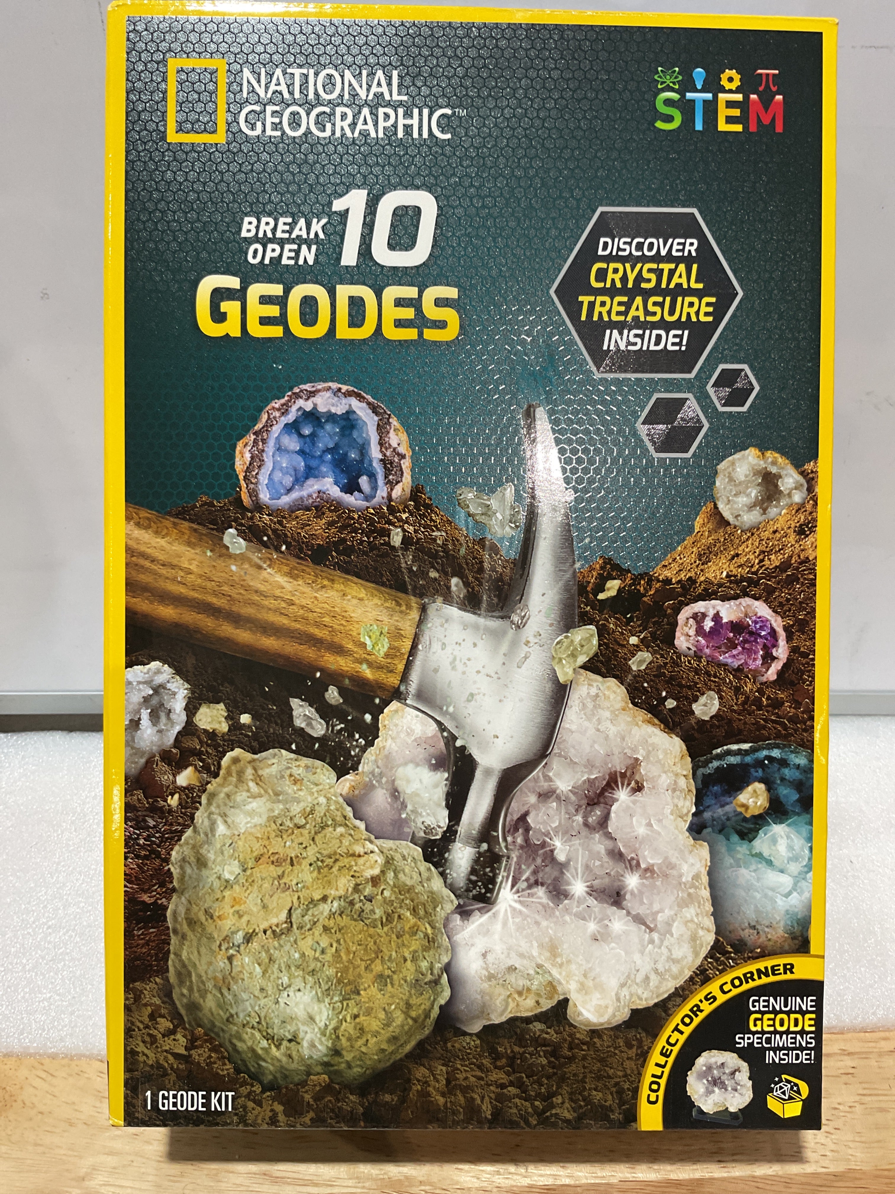 Kit de Geodos National Geographic x10 — Rompe tus Propios Cristales, Gafas y 2 Bases Incluidas