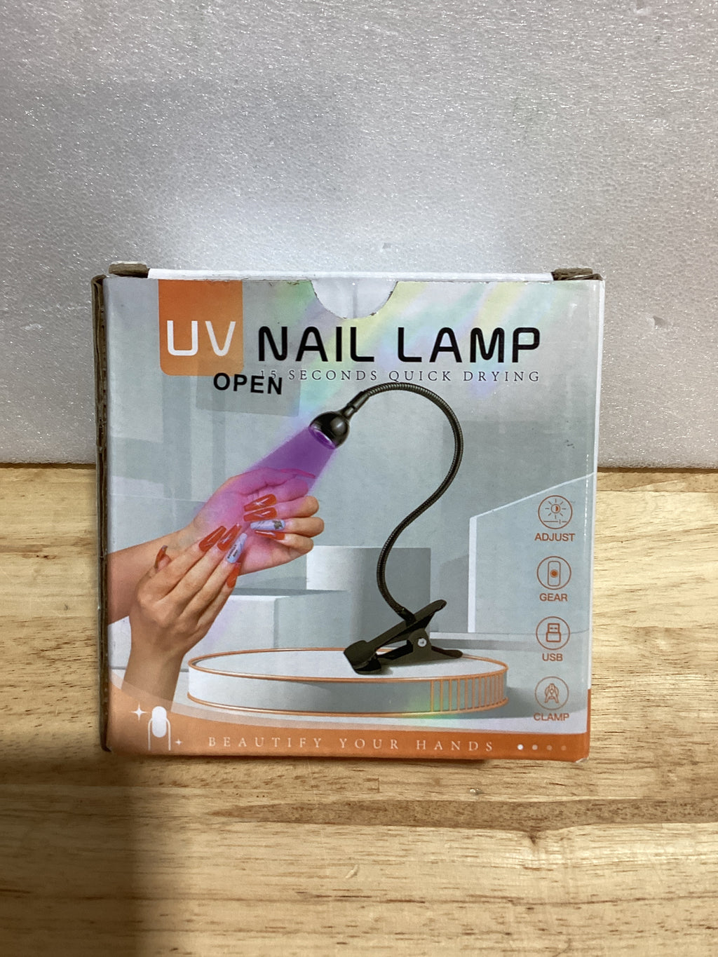 Lámpara UV LED para Uñas de Gel Geisofu — Cuello de Cisne Flexible, 365+395nm, 4 Niveles de Intensidad con Pinza