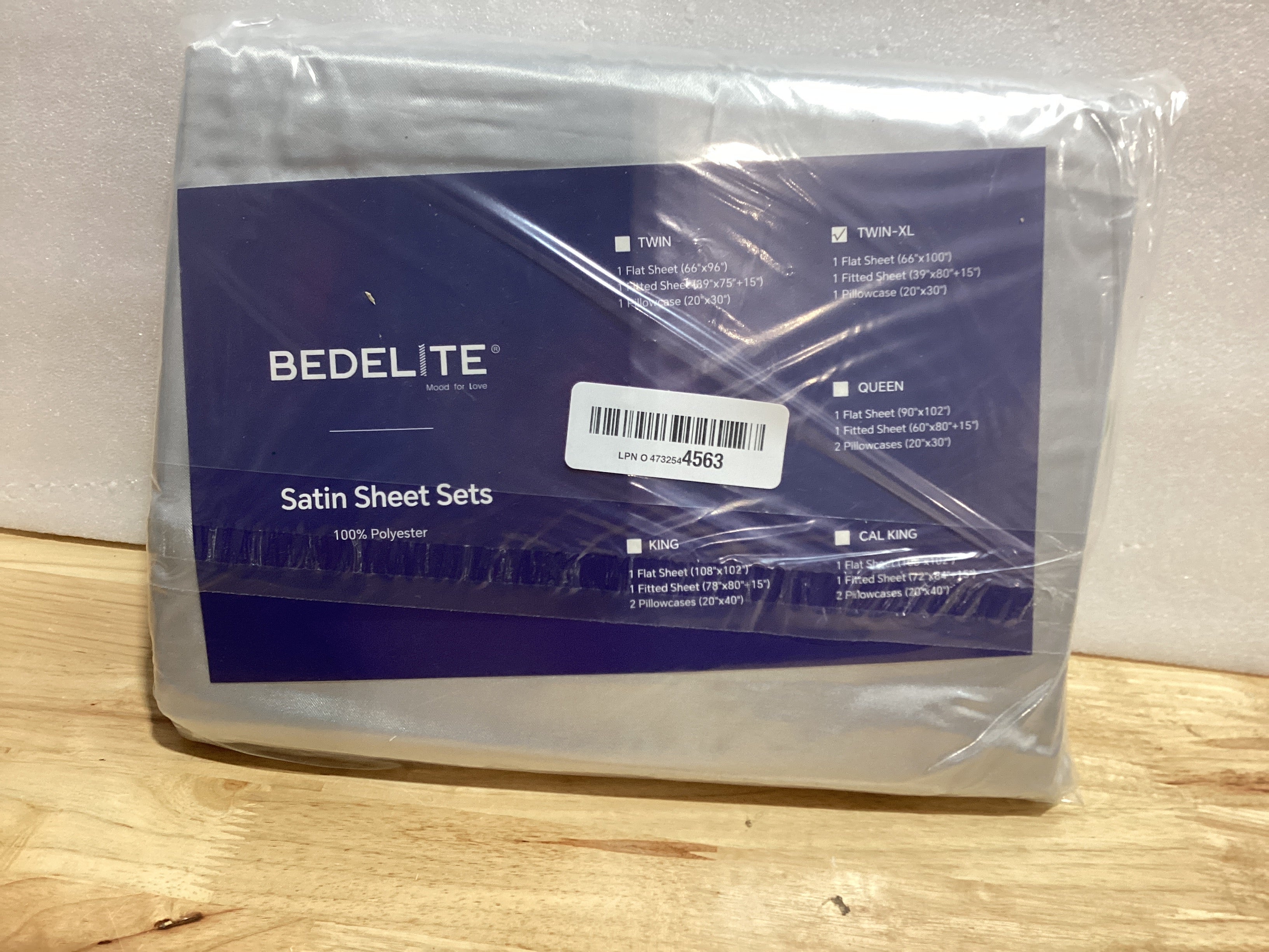 Sábanas de Satén BEDELITE Twin XL Gris — Suaves, Sedosas, Beneficiosas para Cabello y Piel, Set 3 Piezas