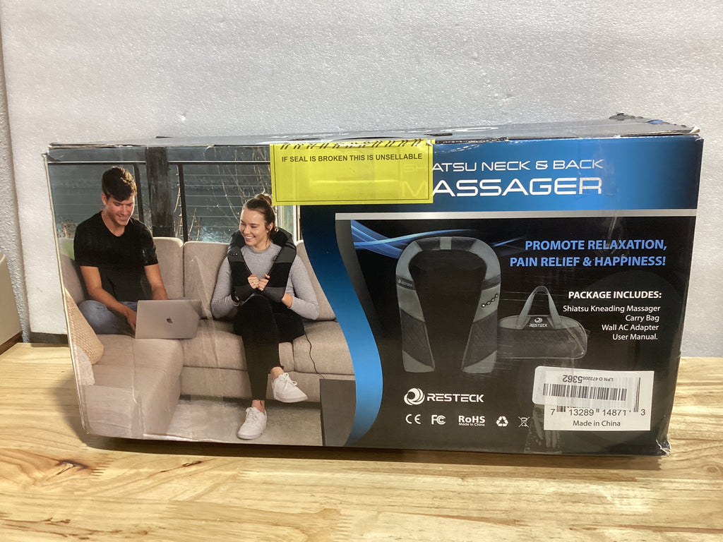 RESTECK Masajeador de Cuello y Espalda con Calor – Almohada Shiatsu 3D Amasado Profundo para Hombros, Piernas y Cuerpo