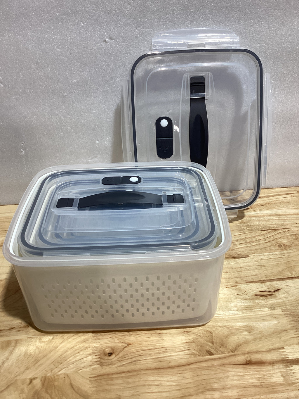 BOICHU – Set 5 Contenedores para Frutas y Verduras en Refrigerador | Con Coladores y Tapas Ventiladas | NOTA IMPORTANTE: TIENE DAÑO EN LA PARTE DEL CIERRE, NO AFECTA SU FUNCIONAMIENTO