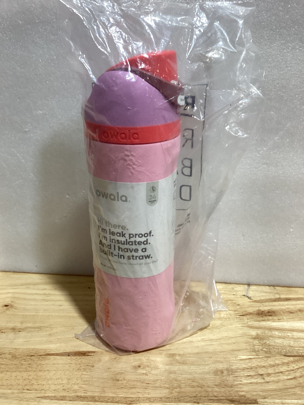 Botella de Agua Owala FreeSip Acero Inoxidable 24 oz — Con Pitillo, Libre de BPA, Color Rosa