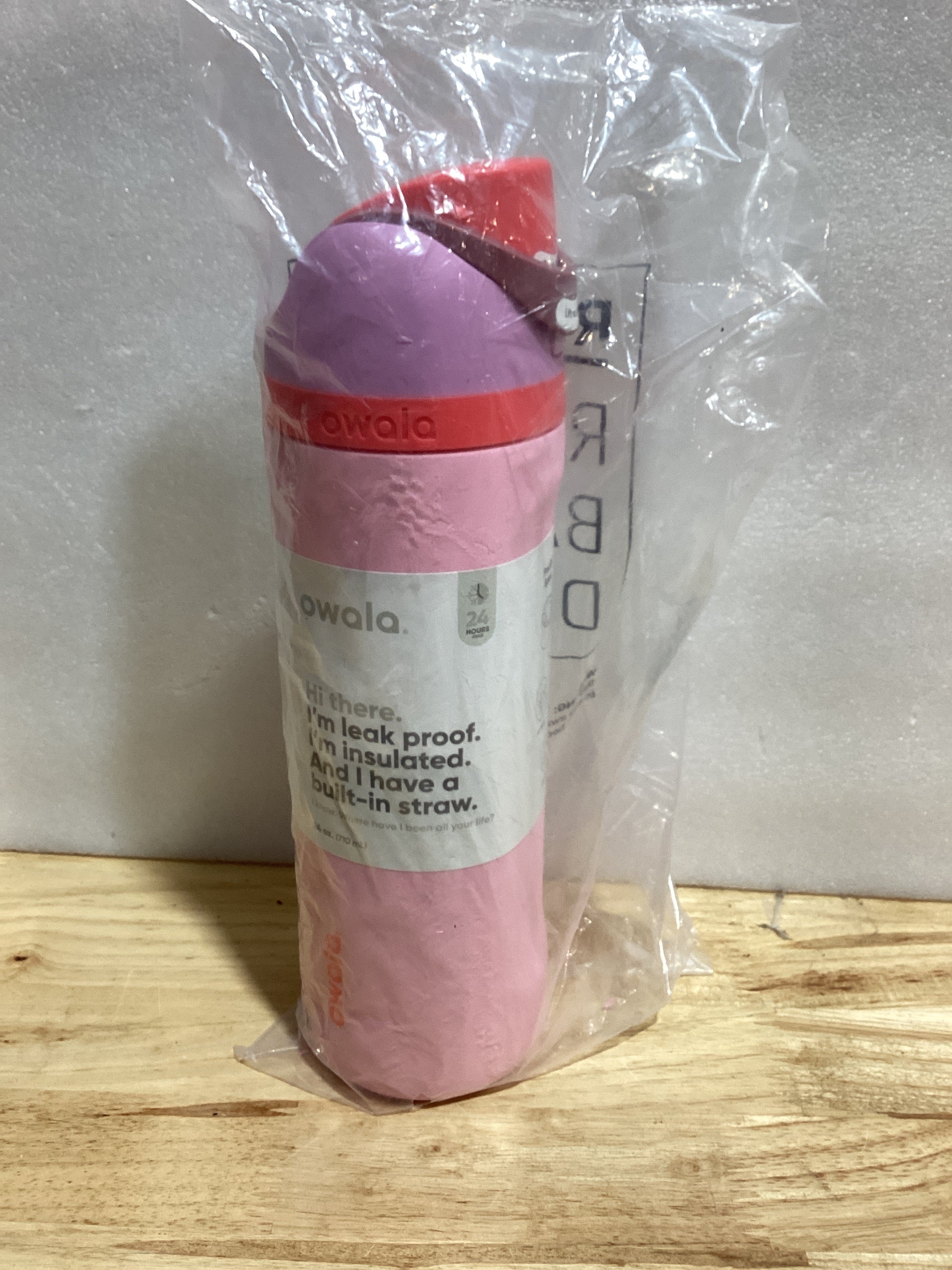 Botella de Agua Owala FreeSip Acero Inoxidable 24 oz — Con Pitillo, Libre de BPA, Color Rosa