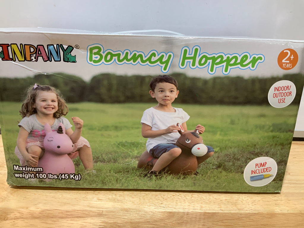INPANY Bouncy Horse Hopper Toys, Toddlers Bouncing Farm Animals, Inflatable Jumping Hopping Horse, Ride on Rubber Bouncer for Kids, Outdoor Indoor Cool Birthday Gifts for 2 3 4 Year Old Girl Boy