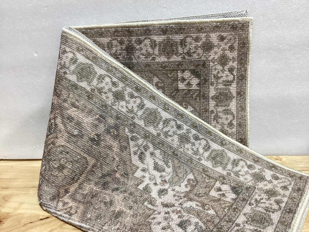 Alfombra Lessymo 2x3 Lavable a Máquina — Estilo Boho Medallón Floral Vintage, Base Antideslizante, Café/Beige