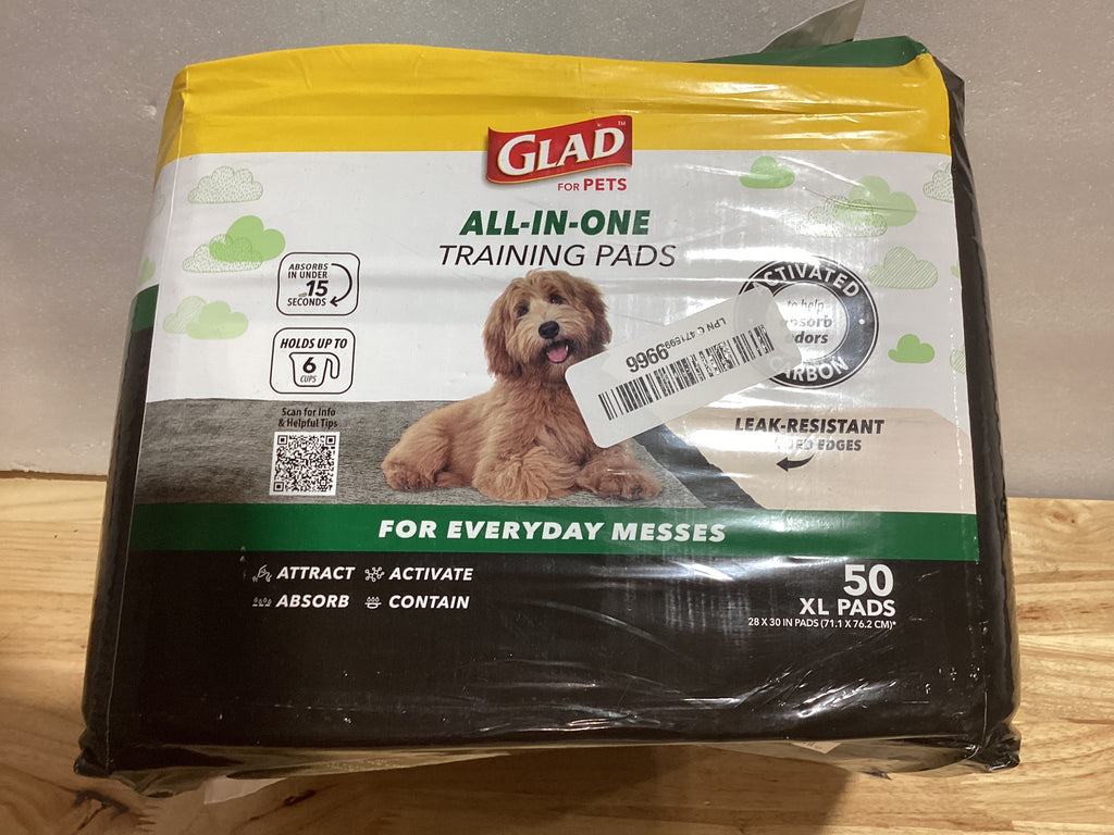 Glad para Mascotas Almohadillas para Cachorros de Carbón JUMBOSIZE/XL, Almohadillas de Entrenamiento Negras AllinOne que ABSORBEN y Neutralizan la Orina al Instante Calidad Nueva y Mejorada, 50