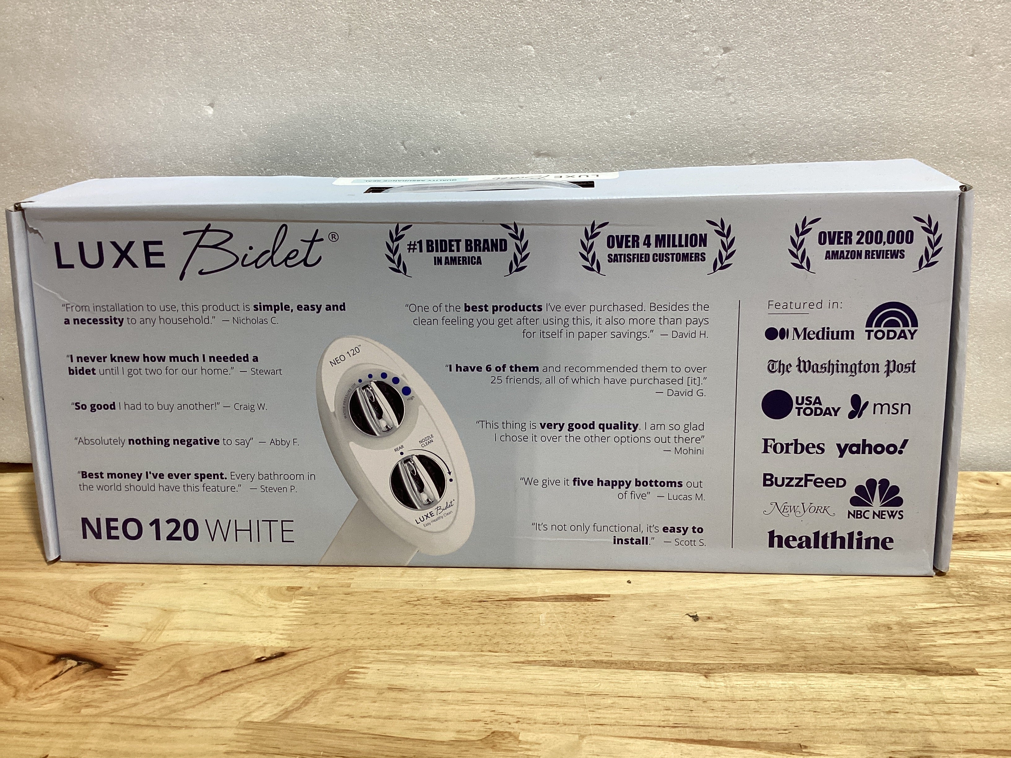 LUXE Bidet NEO 120 - Paquete de 2 accesorios de bidé, autolimpiante, no eléctrico (blanco y azul)